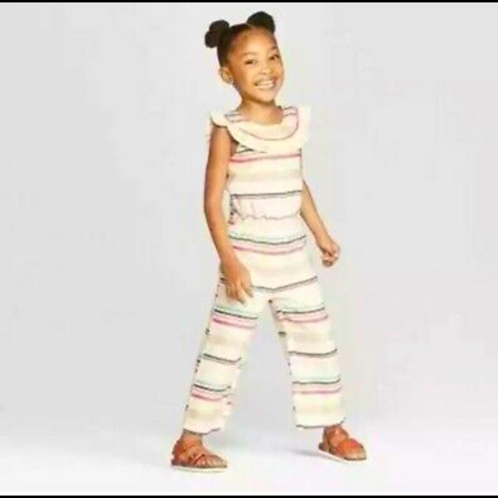 Genuine Kids From OshKosh Girl's Size 4T Striped Sleeveless Jumpsuit
